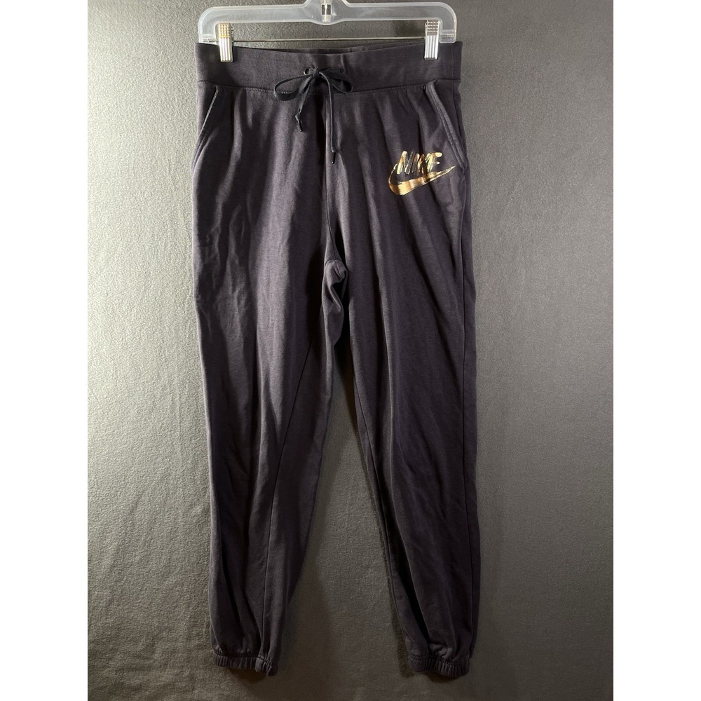 Nike Women Medium Blue Jogger Elastic Ankle Metallic Logo Lounge Athletic Navy